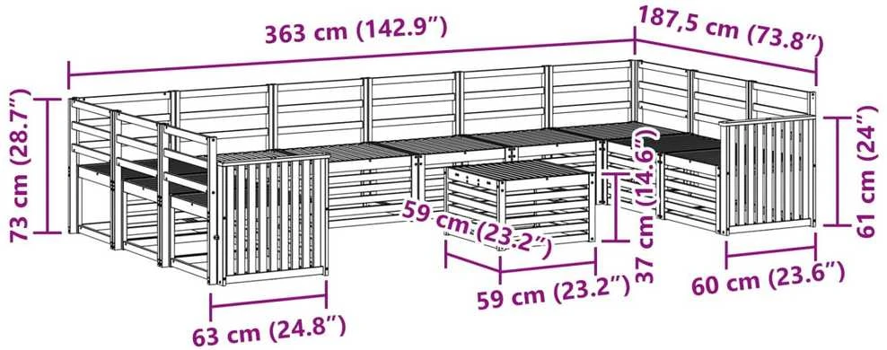 Lauko sofos komplektas 11 vnt. Natūrali