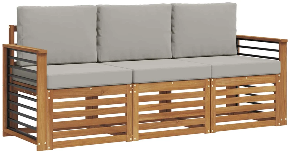 Sofų komplektai 3 vnt. Natūrali ir šviesiai pilka
