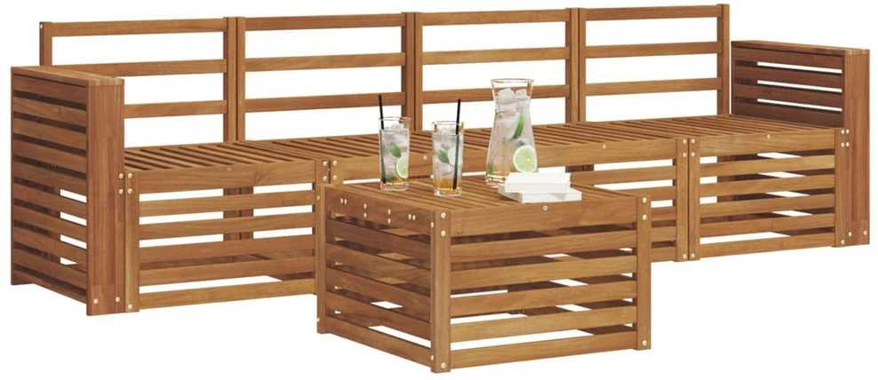 Lauko baldų komplektas Lauko sofos komplektas 5 vnt. Natūrali Kietos akacijos mediena