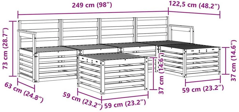 Lauko sofos komplektas 6 vnt. Natūrali