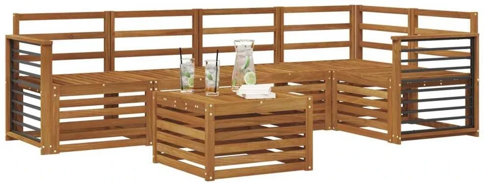 Lauko sofos komplektas 6 vnt. 5 vietos Natūrali