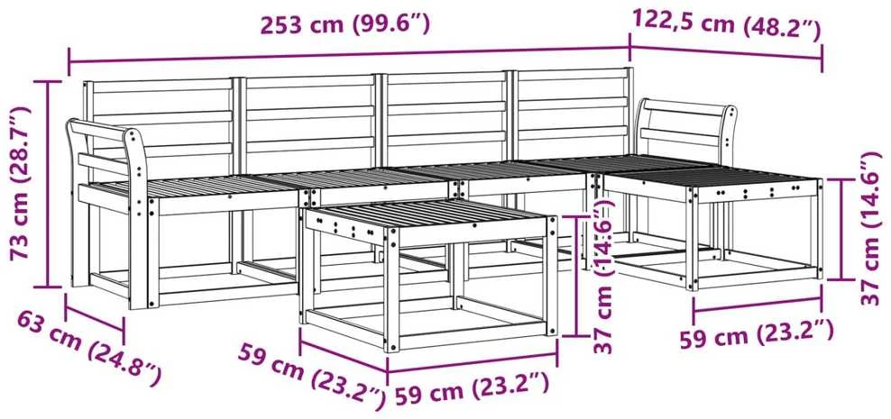 Lauko sofos komplektas 6 vnt. Natūrali