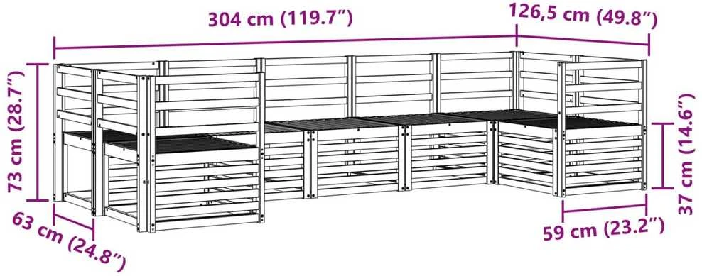 Lauko sofos komplektas 7 vnt. Natūrali