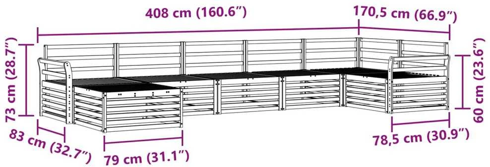 Sofa Lauko sofos komplektas 7 vnt. Natūrali