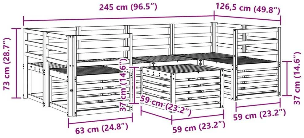 Lauko sofos komplektas 7 vnt. Natūrali Kietos akacijos mediena