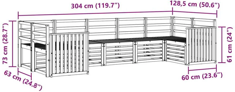 Lauko sofos komplektas 7 vnt. Natūrali