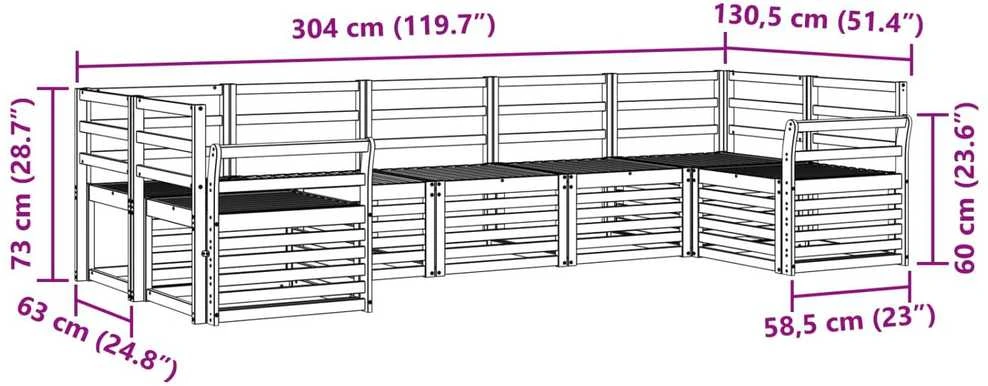 Lauko sofos komplektas 7 vnt. Natūrali