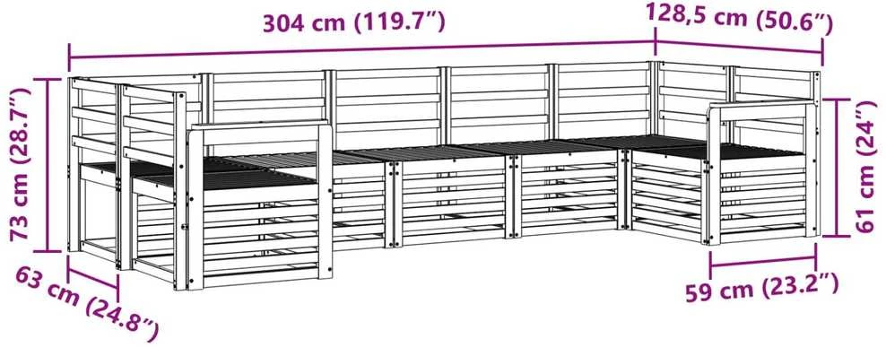 Lauko sofos komplektas 7 vnt. Natūrali