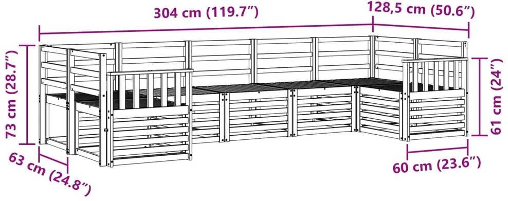 Lauko sofos komplektas 7 vnt. Natūrali