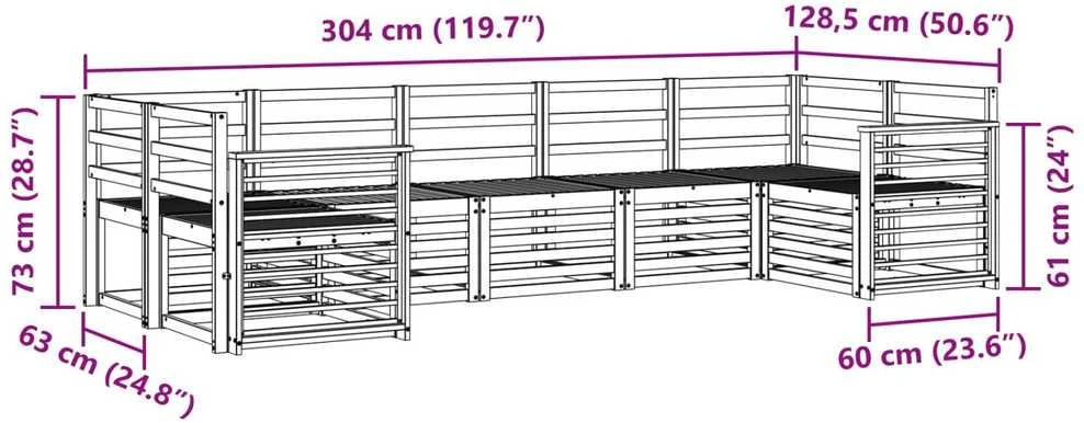 Lauko sofos komplektas 7 vnt. Natūrali