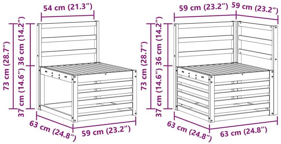 Lauko sofos komplektas 7 vnt. Natūrali