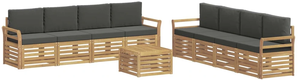Lauko sofos komplektas 9 vnt. Balta ir antracito Poliesteris