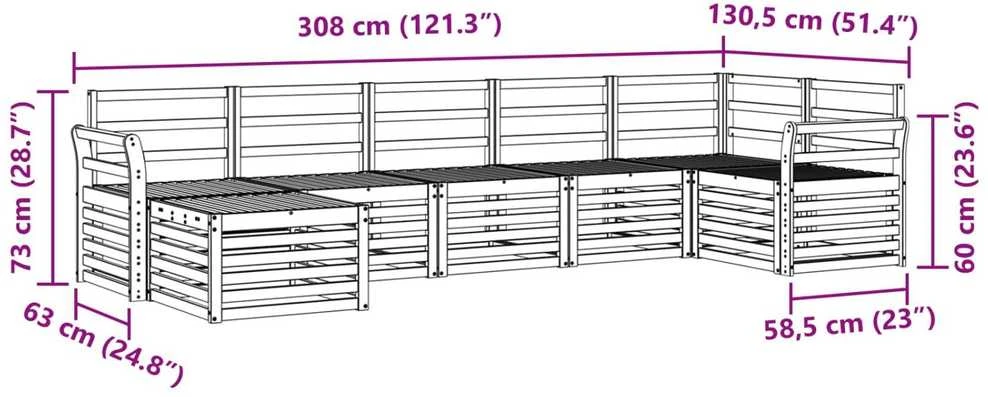 Lauko sofos komplektas 7 vnt. Natūrali