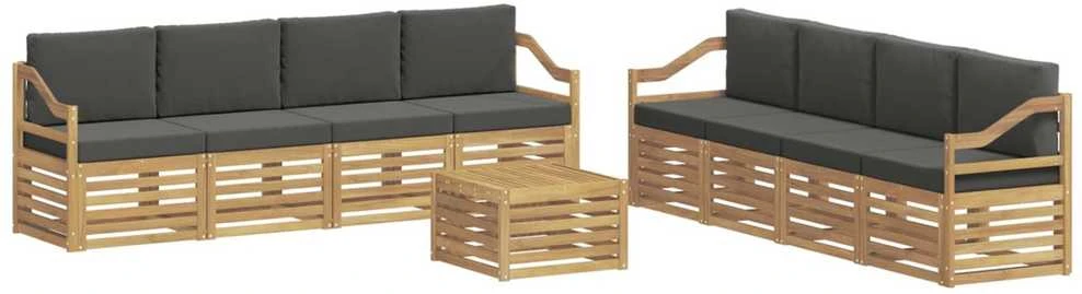 Lauko sofos komplektas 9 vnt. Balta ir antracito Poliesteris