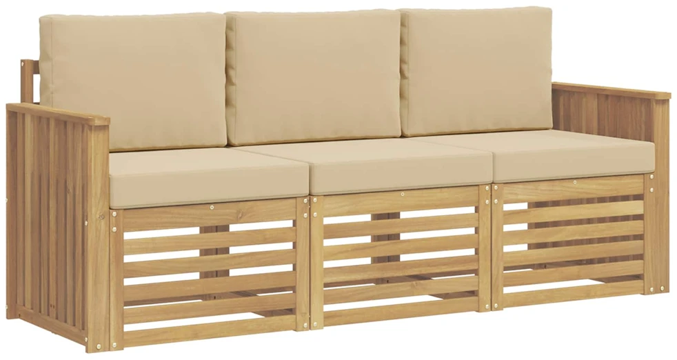 Sofų komplektai 3 vnt. Balta ir kreminė Polyester