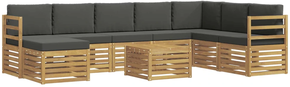 Lauko sofos komplektas 9 vnt. 8 vietos Balta ir antracito