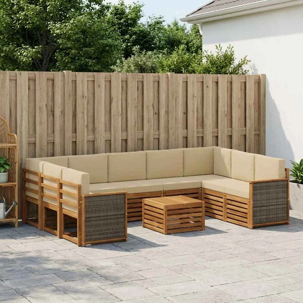 Lauko sofos komplektas 10 vnt. 9 vietos Natūrali