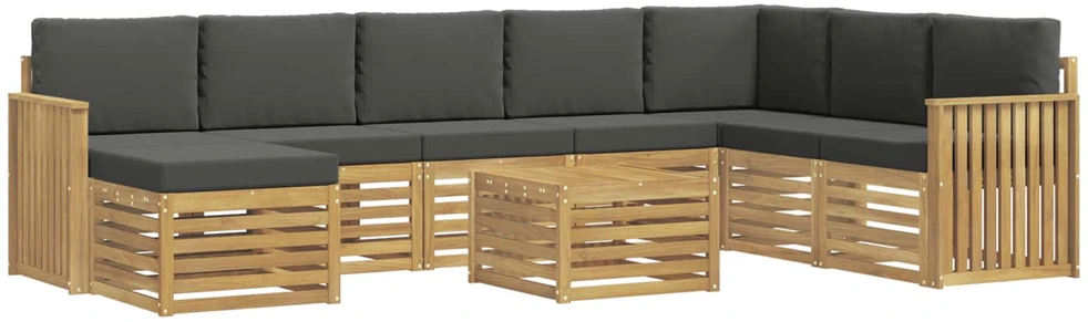 Lauko sofos komplektas 9 vnt. 8 vietos Balta ir antracito