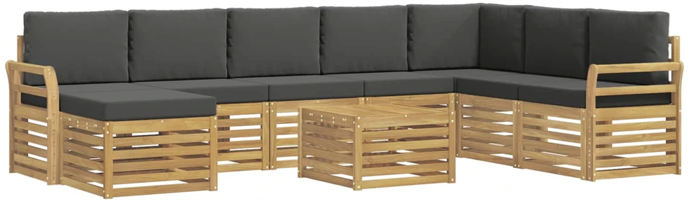 Lauko sofos komplektas 9 vnt. 8 vietos Balta ir antracito