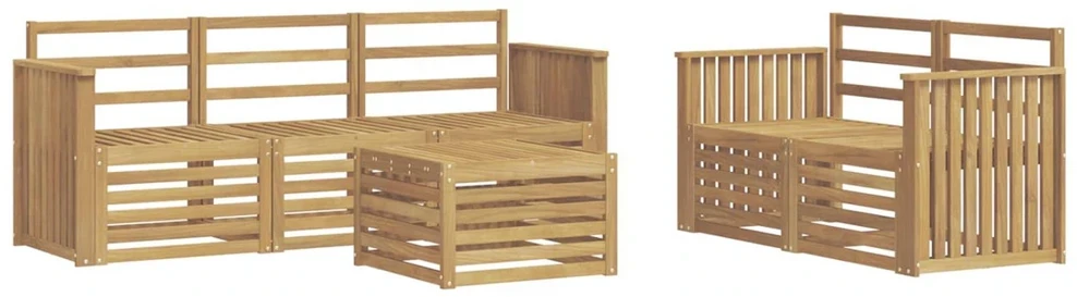 Lauko sofos komplektas 6 vnt. Balta Kietos akacijos mediena