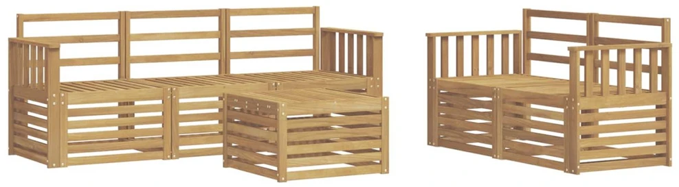 Lauko sofos komplektas 6 vnt. Balta Kietos akacijos mediena