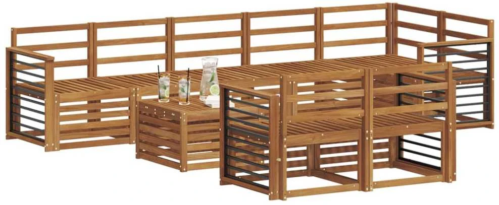 Lauko sofos komplektas 9 vnt. Natūrali Poliesteris