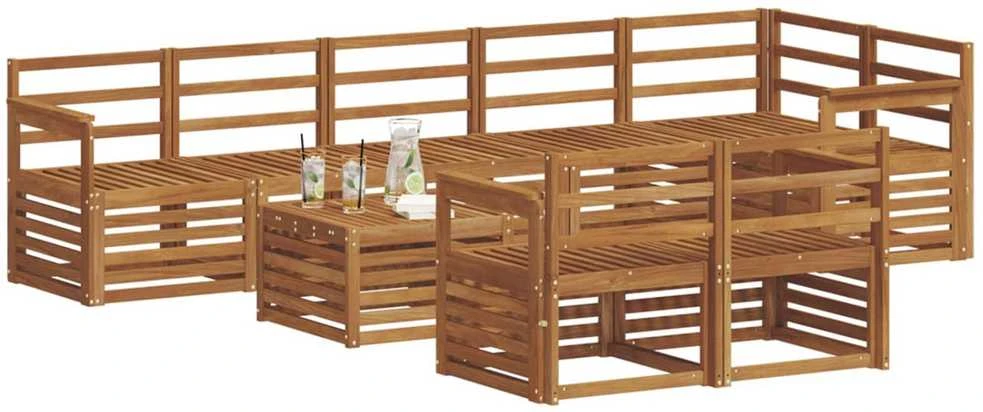 Lauko sofos komplektas 9 vnt. Natūrali Poliesteris