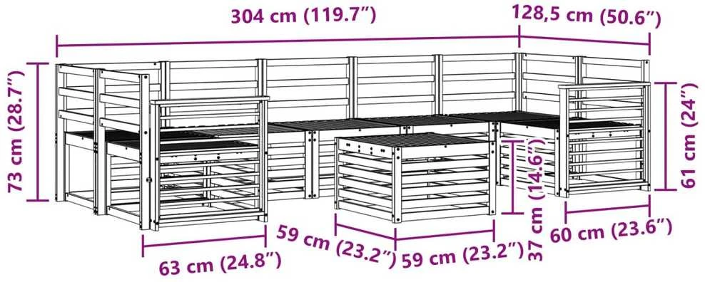 Lauko baldų komplektas Lauko sofos komplektas 8 vnt. Natūrali Kietos akacijos mediena