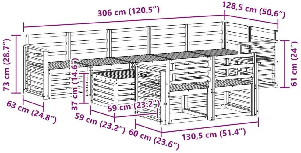 Lauko sofos komplektas 9 vnt. Natūrali Poliesteris
