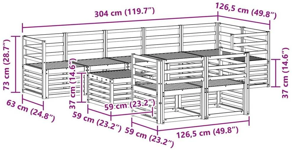Lauko sofos komplektas 9 vnt. Natūrali Poliesteris