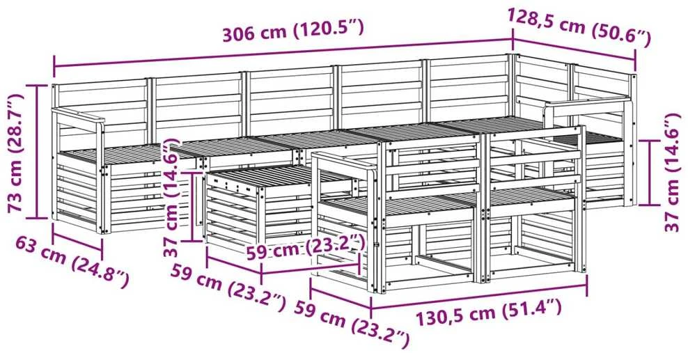 Lauko sofos komplektas 9 vnt. Natūrali Poliesteris