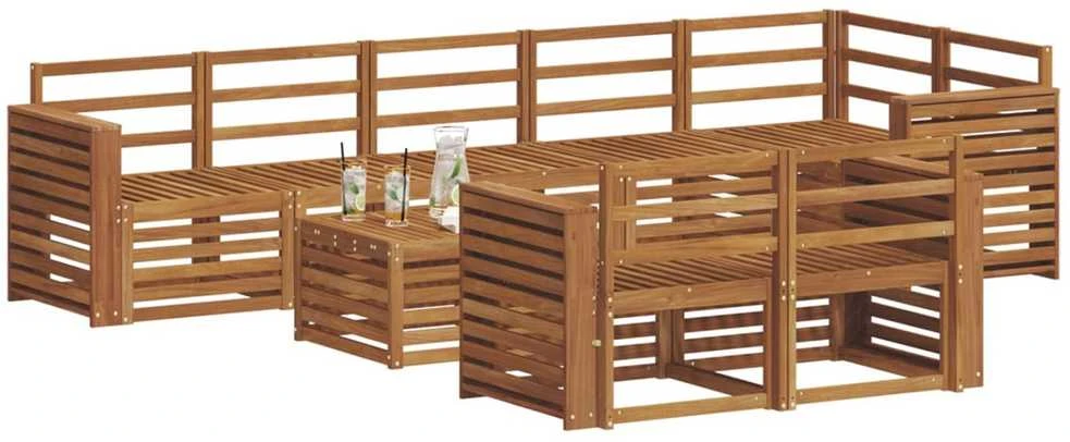 Lauko sofos komplektas 9 vnt. Natūrali Poliesteris