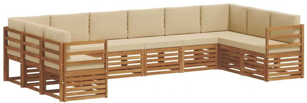 Lauko sofos komplektas 10 vnt. Natūralus ir bežinis