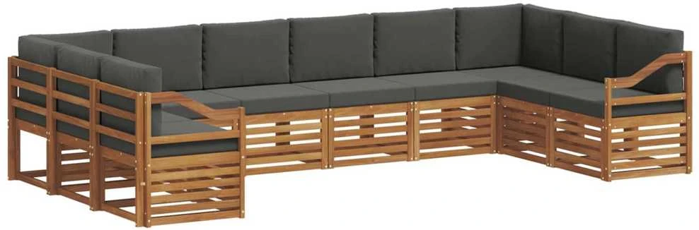 Lauko sofos komplektas 10 vnt. Natūralus ir antracitas