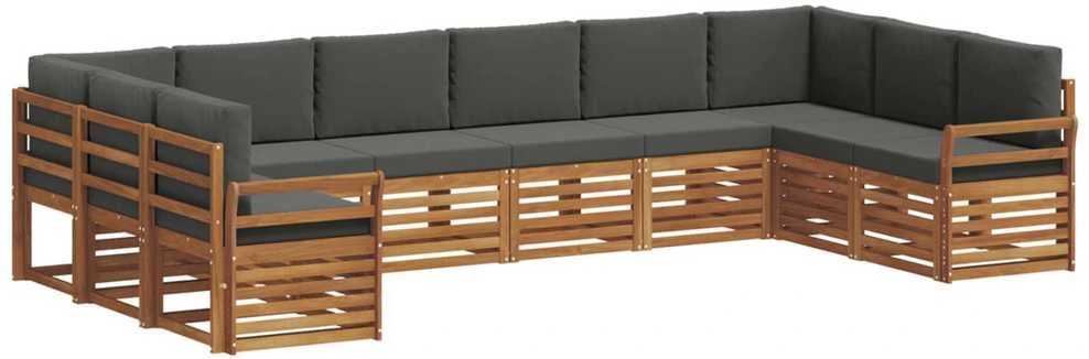 Lauko sofos komplektas 10 vnt. Natūralus ir antracitas