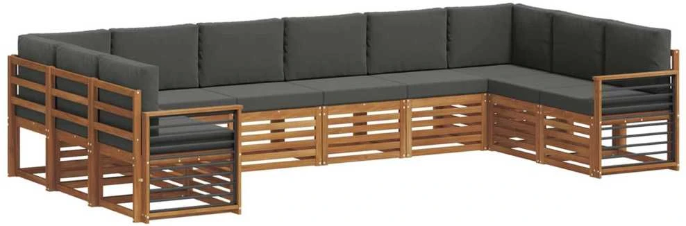Lauko sofos komplektas 10 vnt. Natūralus ir antracitas