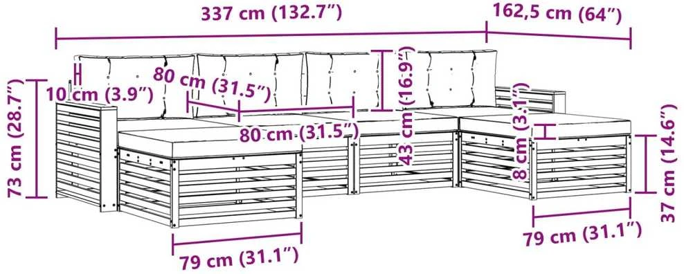 Sofų komplektai su pagalve 6 pcs Natūrali ir šviesiai pilka