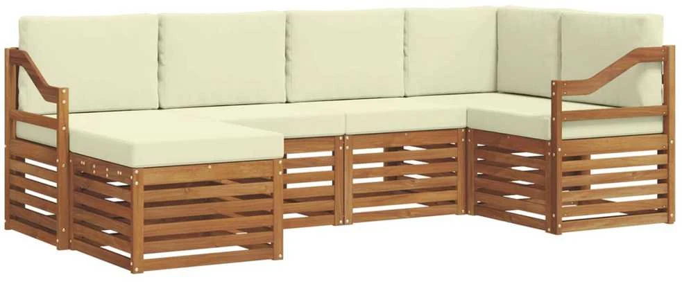 Sekcijos sofų komplektas 6 pcs Natūralus ir grietinėlė