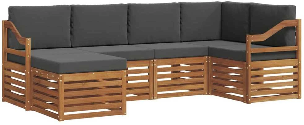 Lauko sofos komplektas 6 vnt. Natūralus ir antracitas