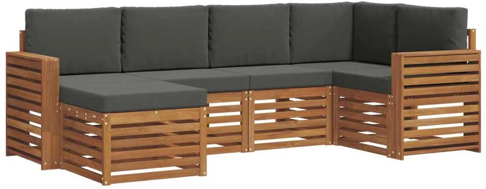 Lauko sofos komplektas 6 vnt. Natūralus ir antracitas