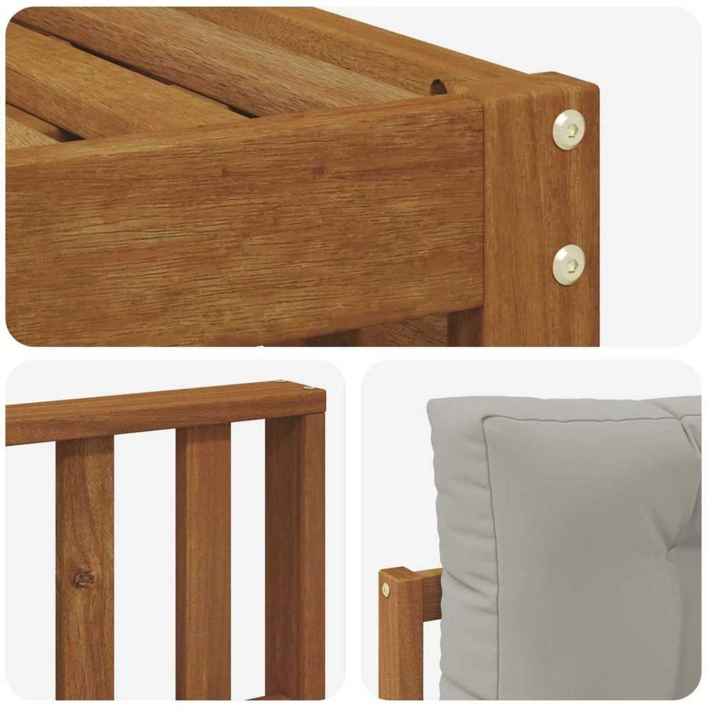 Lauko sofos komplektas 7 vnt. Natūrali ir šviesiai pilka