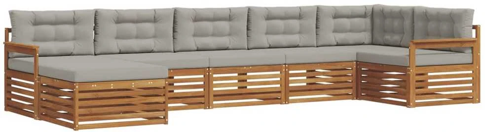 Sofa Lauko sofos komplektas 7 vnt. Natūrali ir šviesiai pilka