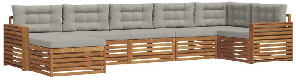 Sofa Lauko sofos komplektas 7 vnt. Natūrali ir šviesiai pilka