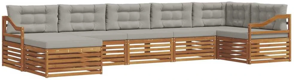 Sofa Lauko sofos komplektas 7 vnt. Natūrali ir šviesiai pilka