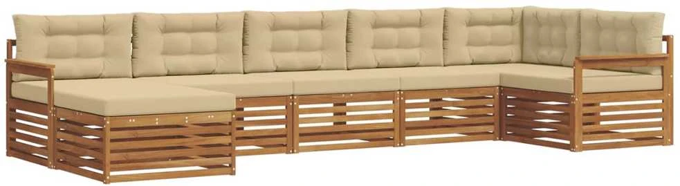 Sofa Lauko sofos komplektas 7 vnt. Natūralus ir bežinis