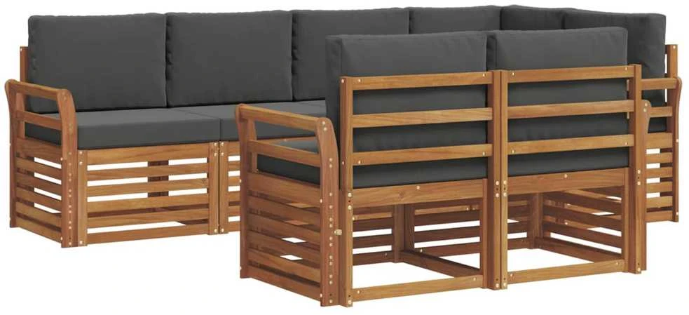 Lauko sofos komplektas 7 vnt. Natūralus ir antracitas
