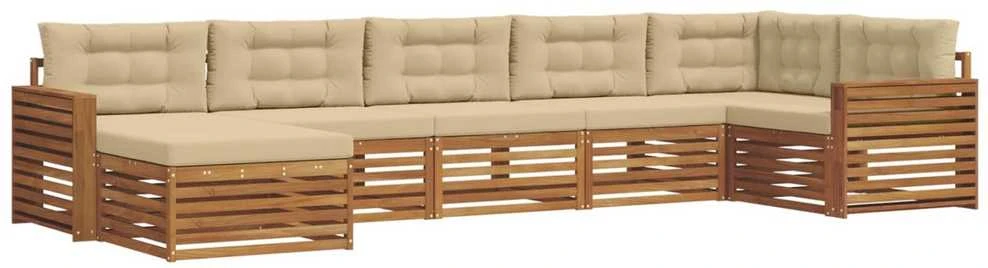 Sofa Lauko sofos komplektas 7 vnt. Natūralus ir bežinis