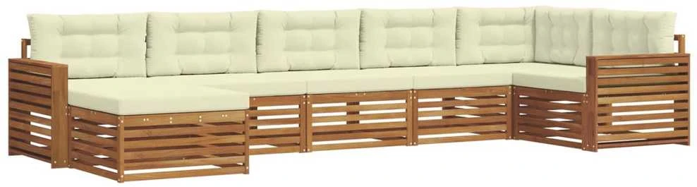 Sofa Lauko sofos komplektas 7 vnt. Natūralus ir grietinėlė