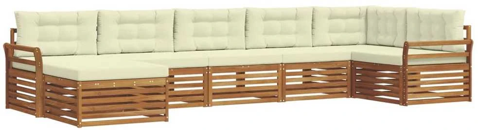 Sofa Lauko sofos komplektas 7 vnt. Natūralus ir grietinėlė