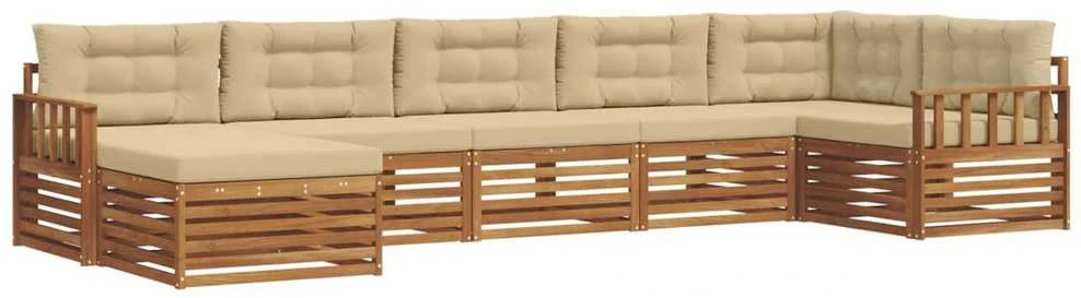 Sofa Lauko sofos komplektas 7 vnt. Natūralus ir bežinis